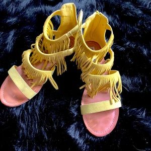 Steve Madden (yellow suede sandals) Worn